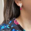 Aros Corazón de Melón Agata Fucsia - Imagen 2