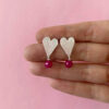 Aros Corazón de Melón Fucsia